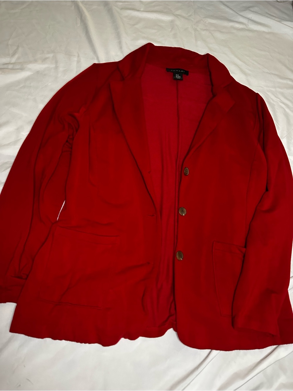 Tahari Red Knit Button Blazer